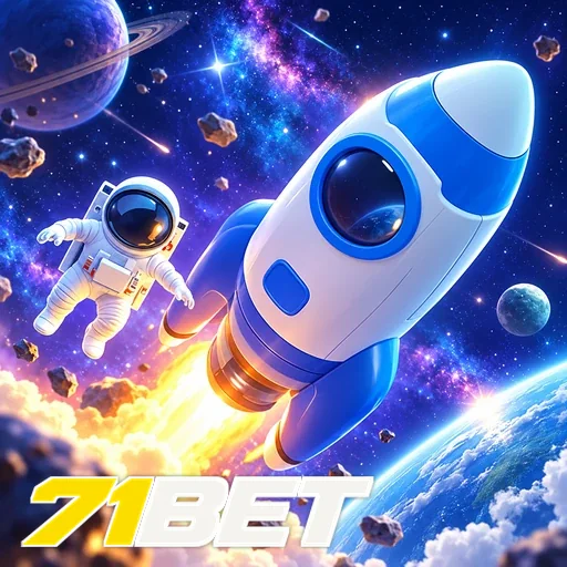 71BET — ilustração de um foguete no espaço
