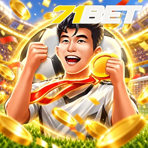 71BET — ilustração de um jogador comemorando com uma moeda